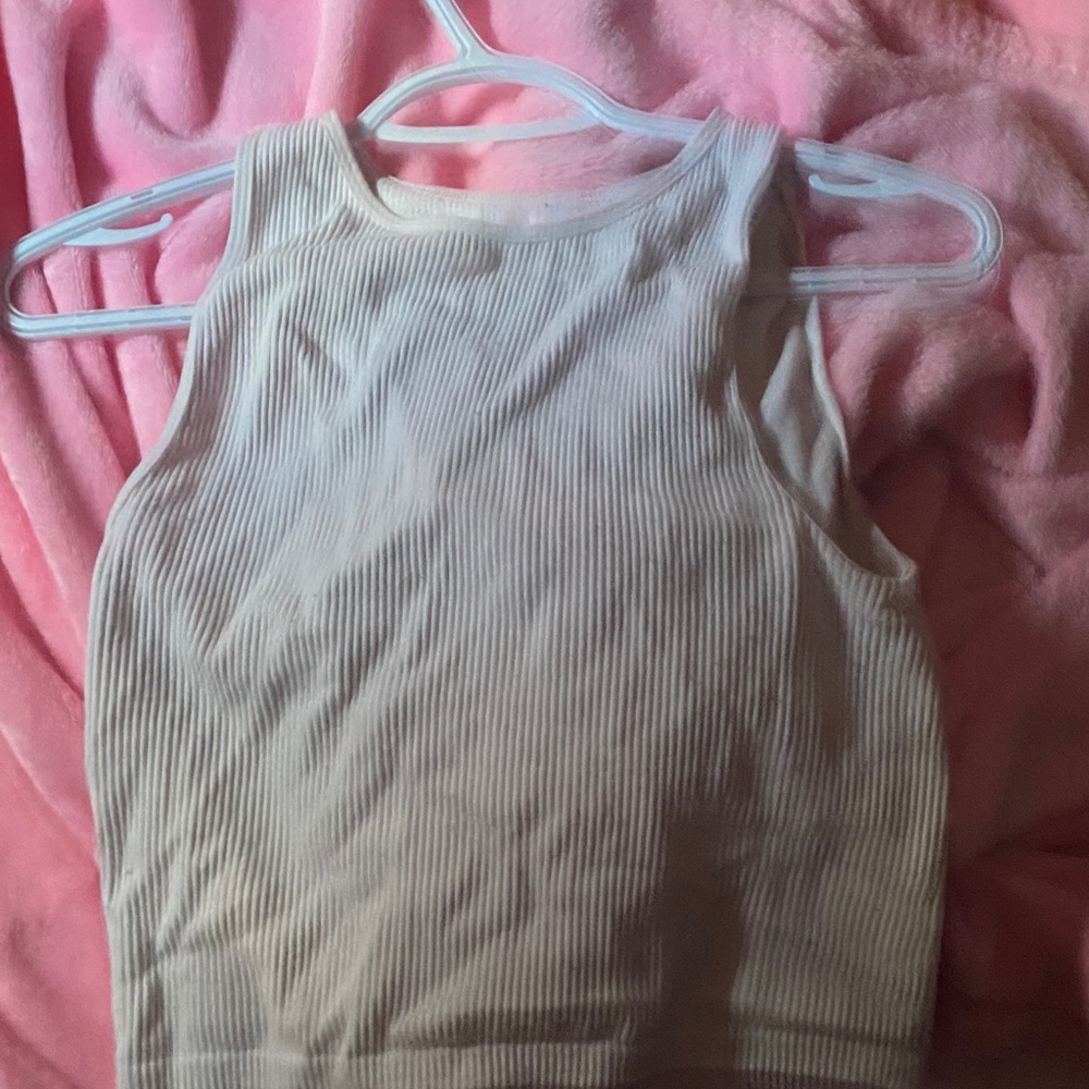 White Ribbed Tank Top